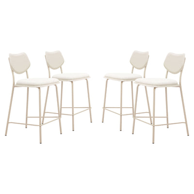 Zeal Counter Stool (Set of 4) Light Gray & Beige