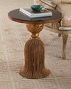 Antique Gold Twisted Iron Tassel Table with Black Granite Top