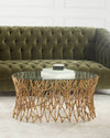 Italian Golden Iron Twig Cocktail Table with Glass Top