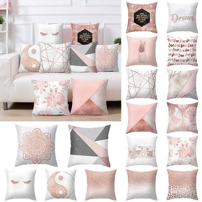 Nordic Style Pillow Covers Plant Letter Flower Geometric Sofa Cushion cover Headrest Pink Party Decorations Gift For Kids Geometric Decorative Throw Pillow Covers Square Cotton Cushion Covers Outdoor Sofa Home Pillow Covers