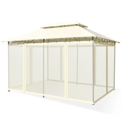 10 Feet x 13 Feet Tent Canopy Shelter with Removable Netting Sidewall-Beige