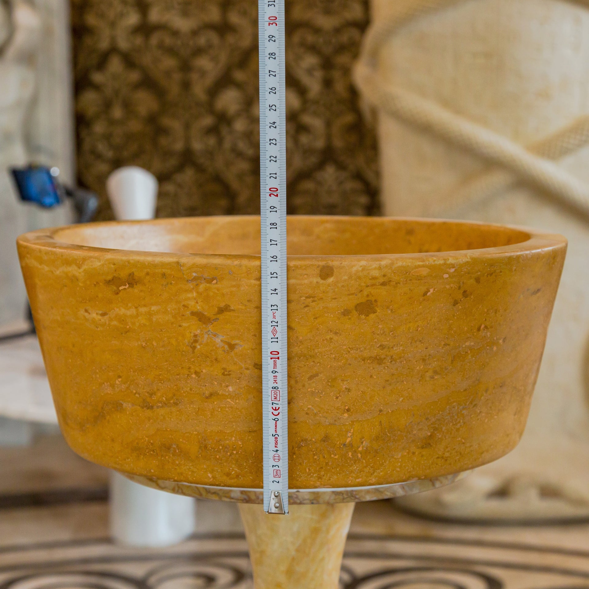 Oasis Gold Travertine Natural Stone Vessel Sink (D)16