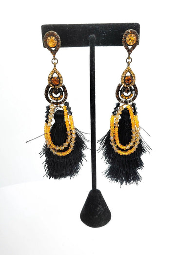 Orange Sapphire Tassel Earrings