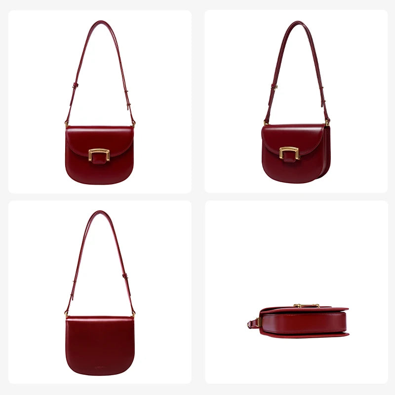 Original Women Bag New Trendy High-end Wedding Bag Shoulder Bag Commuting Handbag Retro Style Saddle Bag