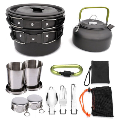 2-3 person Camping Cooking Ware Sets Pots Pans Picnic
