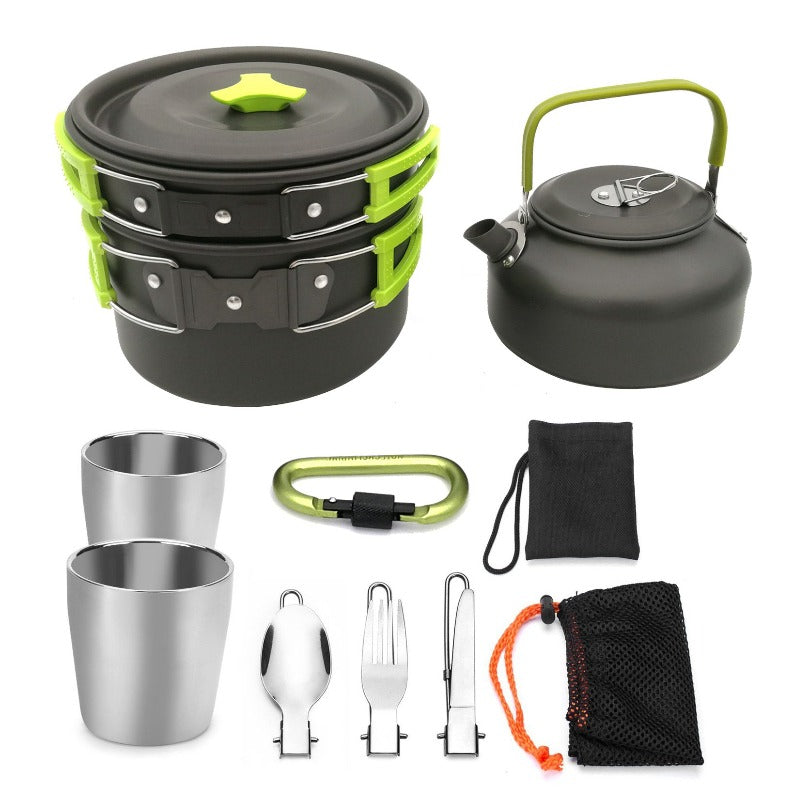 2-3 person Camping Cooking Ware Sets Pots Pans Picnic