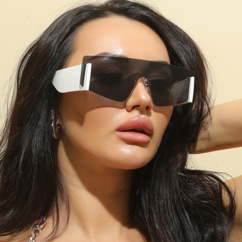 Oversized Rimless Mirrored Sunglasses for Women Men Attractive New Rimless Shield Cat Eye Style Sunglasses For Women Oversized Sunglasses For Men New Stylish Vintage Shades For Ladies