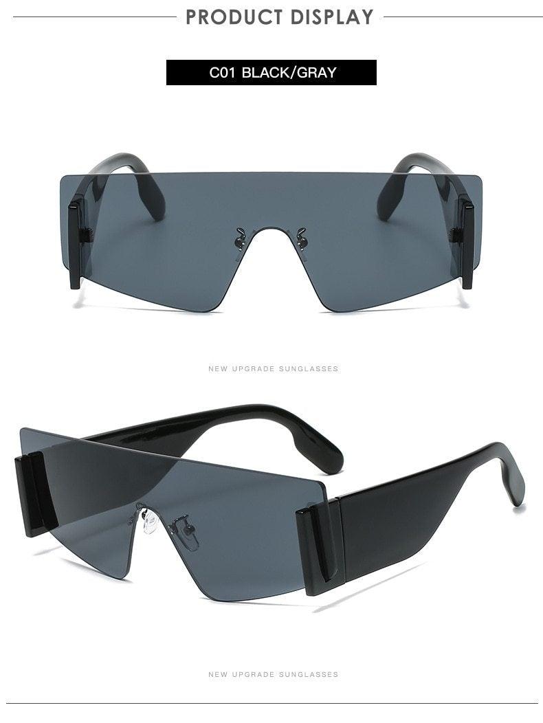 Oversized Rimless Mirrored Sunglasses for Women Men Attractive New Rimless Shield Cat Eye Style Sunglasses For Women Oversized Sunglasses For Men New Stylish Vintage Shades For Ladies