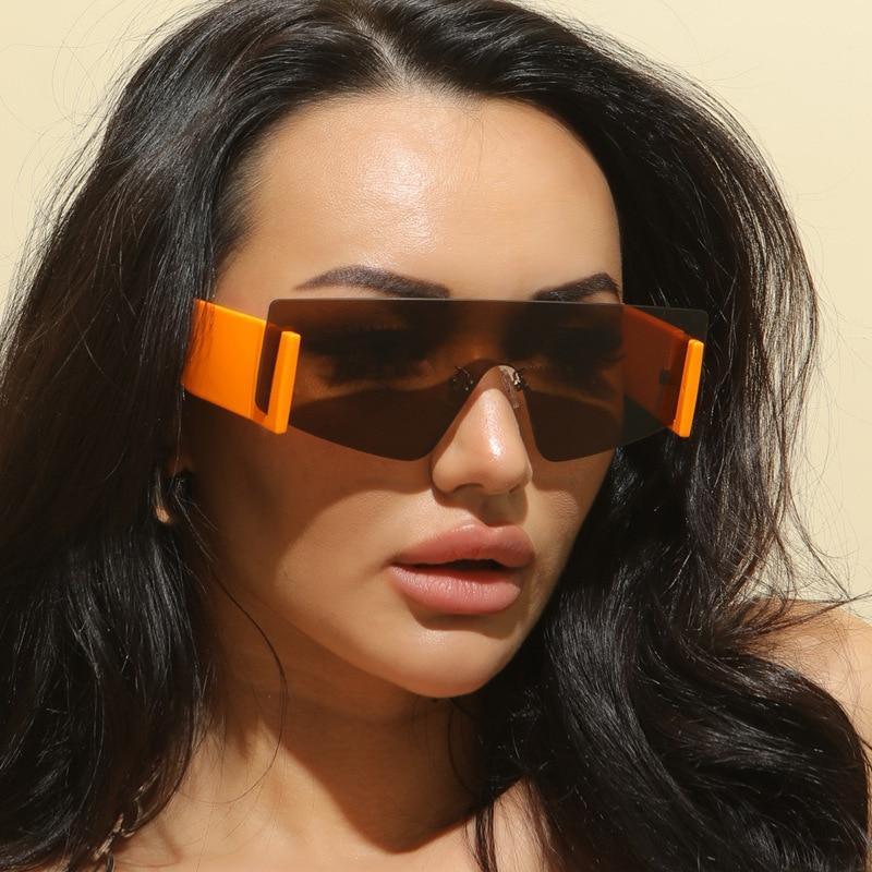 Oversized Rimless Mirrored Sunglasses for Women Men Attractive New Rimless Shield Cat Eye Style Sunglasses For Women Oversized Sunglasses For Men New Stylish Vintage Shades For Ladies