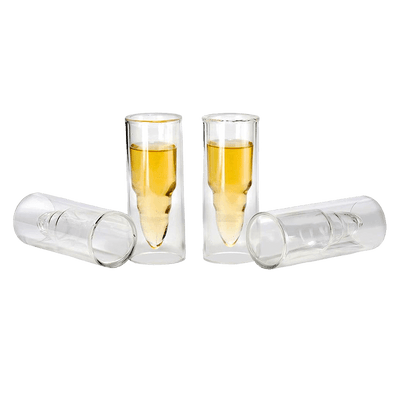 50 Caliber Shot Glasses Set - Set of 4 - Each holds 2 Ounces - Tactical Bullet Casings Shot Glasses by The Wine Savant