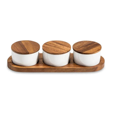Condiment Serving Set 3 Ceramic Bowls with Lids 13