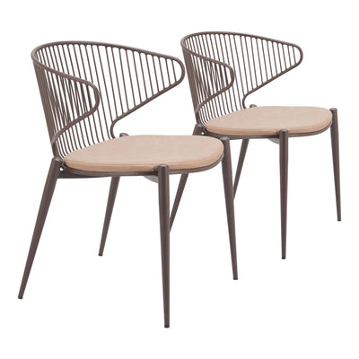 Silues Dining Chair (Set of 2) Taupe & Brown