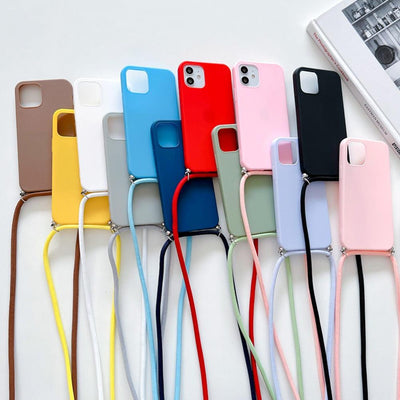 Phone Case Strap Cord Chain Phone Case For Xiaomi Redmi Note 10 9 10S 9S Pro Max 10 9 9A 9C Cover Mi POCO X3 NFC Pro 12 Pro 11 Lite Crossbody Case Soft Matte Phone Holder with Neck Strap