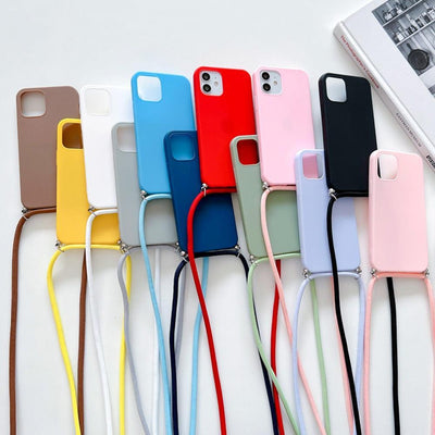 Phone Case Strap Cord Chain Phone Case For Xiaomi Redmi Note 10 9 10S 9S Pro Max 10 9 9A 9C Cover Mi POCO X3 NFC Pro 12 Pro 11 Lite Crossbody Case Soft Matte Phone Holder with Neck Strap