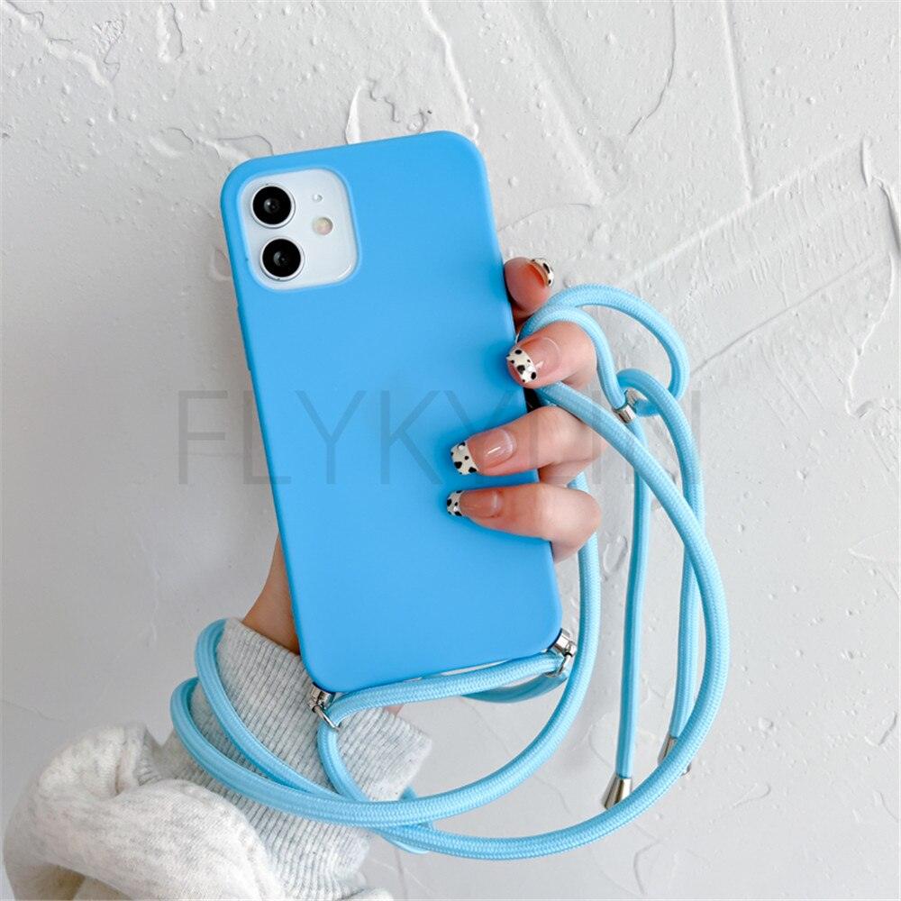 Phone Case Strap Cord Chain Phone Case For Xiaomi Redmi Note 10 9 10S 9S Pro Max 10 9 9A 9C Cover Mi POCO X3 NFC Pro 12 Pro 11 Lite Crossbody Case Soft Matte Phone Holder with Neck Strap