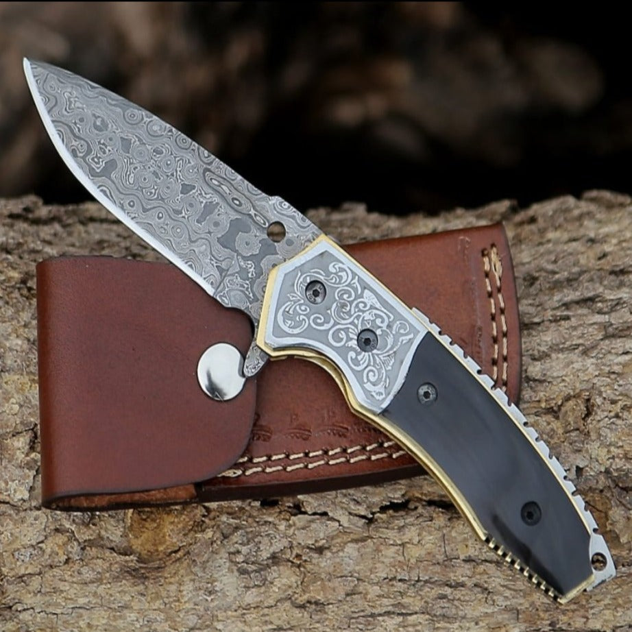Photon Pocket Knife with Bull Horn Handle
