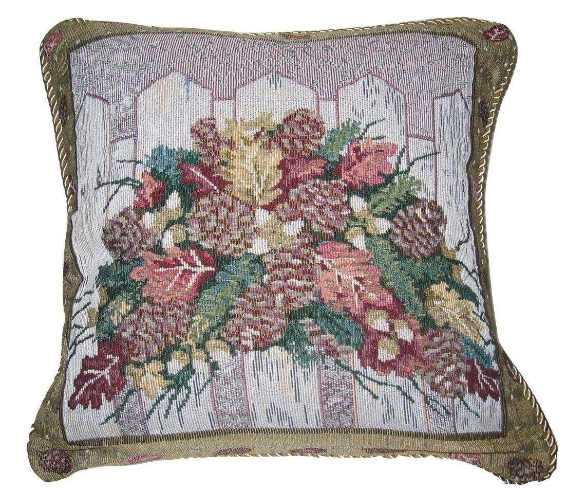 DaDa Bedding Set of 2-Pieces Festive Holiday Fiesta Floral Botanical Tapestry Throw Pillow Covers w/ Inserts - 18
