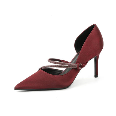 Point Toe Rhinestone High Heel Pumps