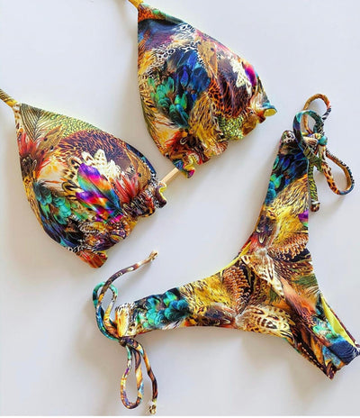 Popular Women's Beachwear Bikini Set Swimwear Push-Up Padded Swimsuit Floral Bikini Set Low Rise Ruffled Two Pieces Swimsuit Push Up Bathing Suit Swimwear