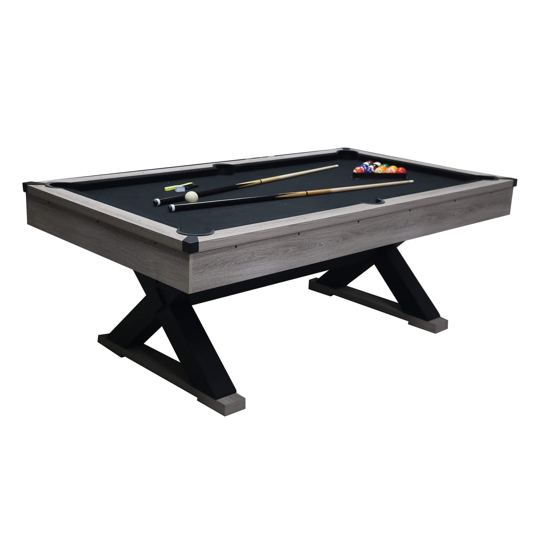 Premium 7FT Wood Billiards Pool Snooker Table Game Set With X-Shaped Legs (SAK32091)