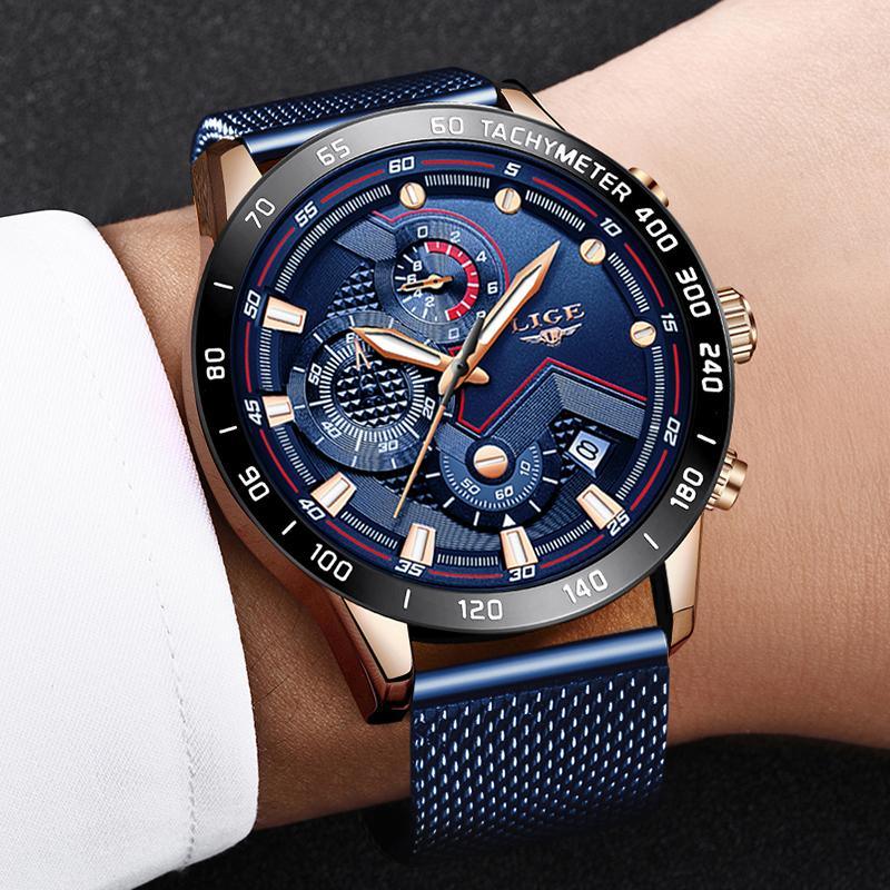 Men's Sports Waterproof Watch With Stainless Steel Bracelet Unique Design Perfect Gift For Your Man