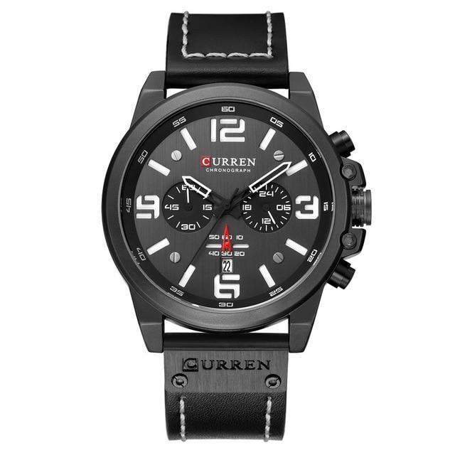 Retro Waterproof Watch With Chronometers Steel Case And Leather Belts Unique Design Excellent Look Perfect Gift For Your Man