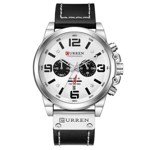 Retro Waterproof Watch With Chronometers Steel Case And Leather Belts Unique Design Excellent Look Perfect Gift For Your Man