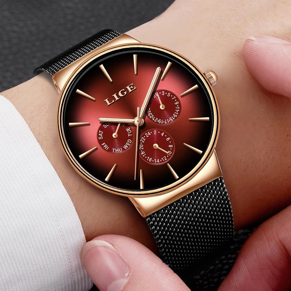 Men's Elegant Watch With Stainless Steel Straps And Chronometers For Day And Date Display Unique Design Perfect Gift For Man And Women