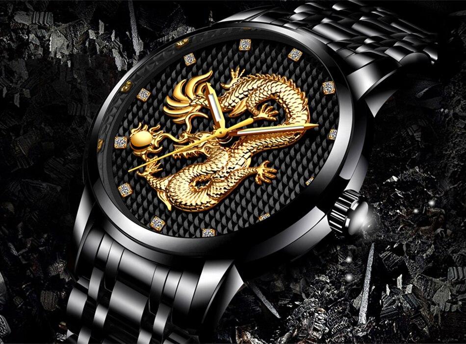 Men's Waterproof Watch With 3D Dragon Design Excellent Look Perfect Gift For Your Man