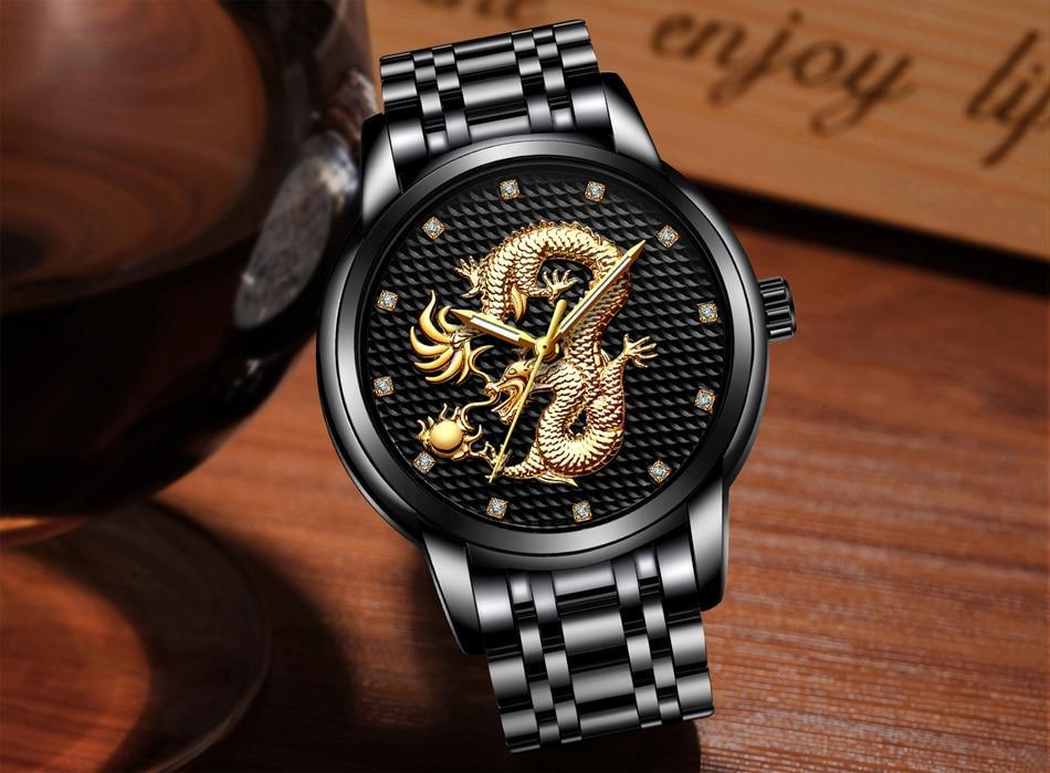 Men's Waterproof Watch With 3D Dragon Design Excellent Look Perfect Gift For Your Man