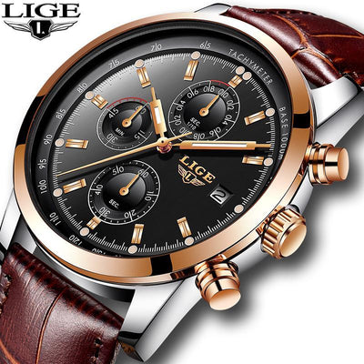 Men's Waterproof Watch With Chronometers Date Display And Fluorescent Pointers Excellent Look Perfect Gift