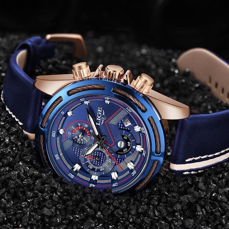 Waterproof Men's Sports Watch With Leather Transparent Belts, Chronometers Day View Perfect Gift