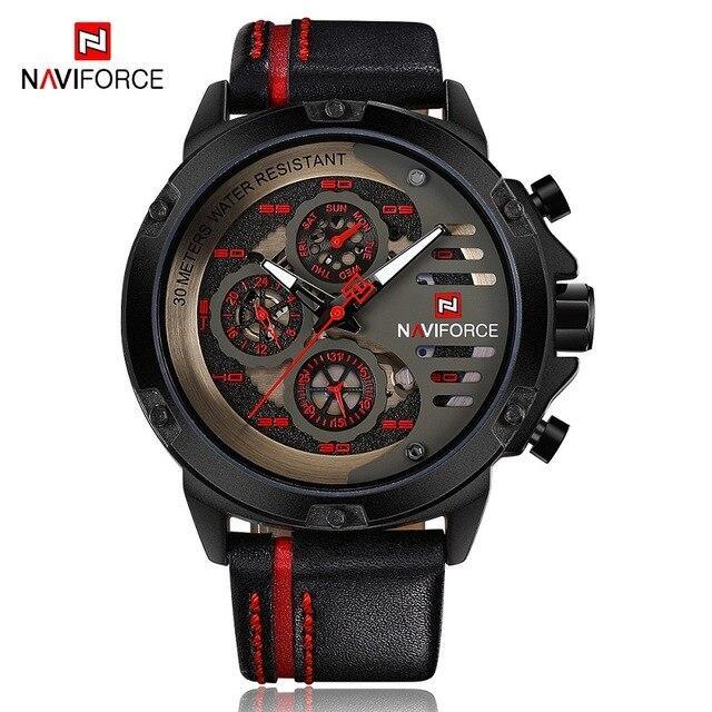 Men's Sports Waterproof Watch With Chronometers And Leather Belt Multifunction Wristwatch Unique Design Perfect Gift