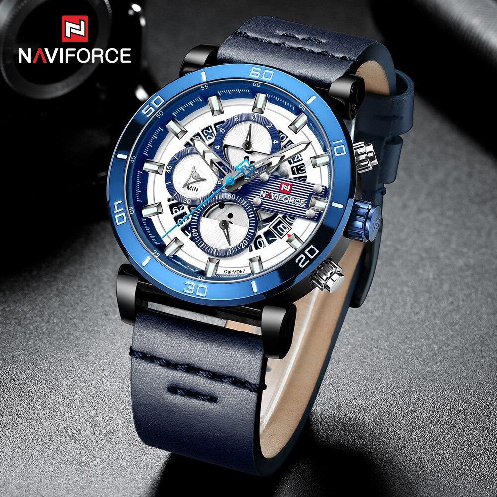 Water Resistant Sport Chronograph Watch Multifunction Leather Belt Quartz Wrist Watches Excellent Design Perfect Gift