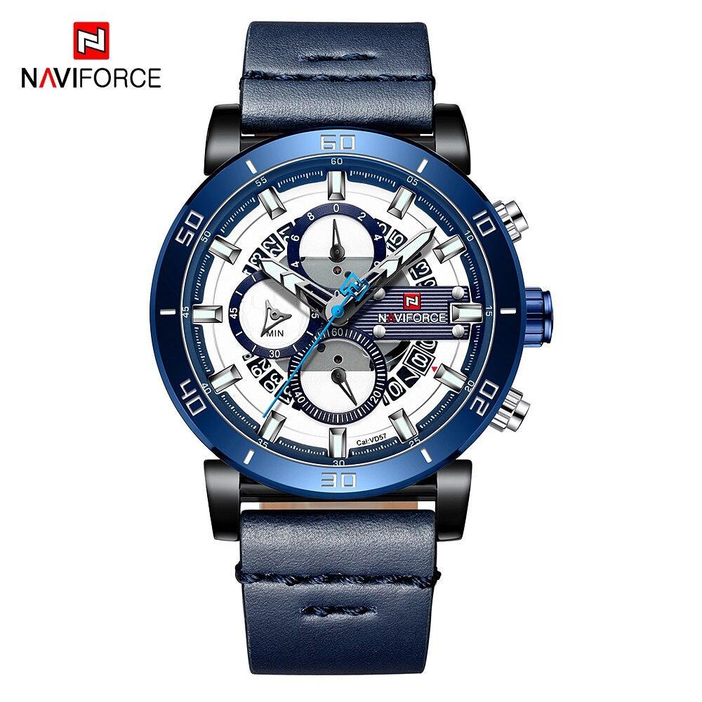 Water Resistant Sport Chronograph Watch Multifunction Leather Belt Quartz Wrist Watches Excellent Design Perfect Gift
