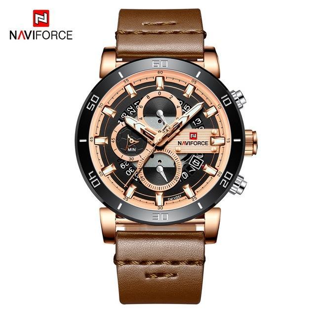 Water Resistant Sport Chronograph Watch Multifunction Leather Belt Quartz Wrist Watches Excellent Design Perfect Gift