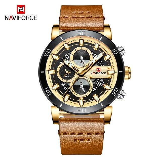 Water Resistant Sport Chronograph Watch Multifunction Leather Belt Quartz Wrist Watches Excellent Design Perfect Gift