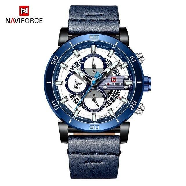 Water Resistant Sport Chronograph Watch Multifunction Leather Belt Quartz Wrist Watches Excellent Design Perfect Gift