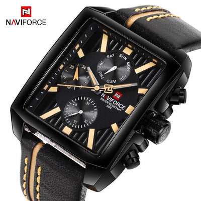 Men's Waterproof Watch With Leather Belt And Chronometers Retro Style Unique Shape Excellent Gift