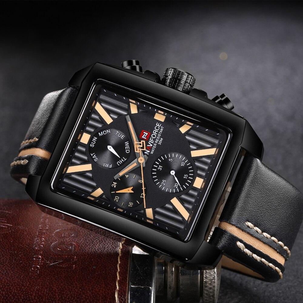 Men's Waterproof Watch With Leather Belt And Chronometers Retro Style Unique Shape Excellent Gift
