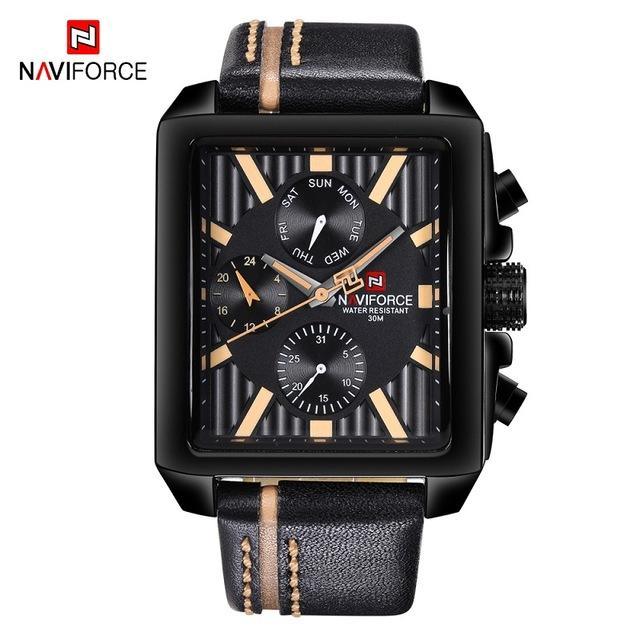 Men's Waterproof Watch With Leather Belt And Chronometers Retro Style Unique Shape Excellent Gift