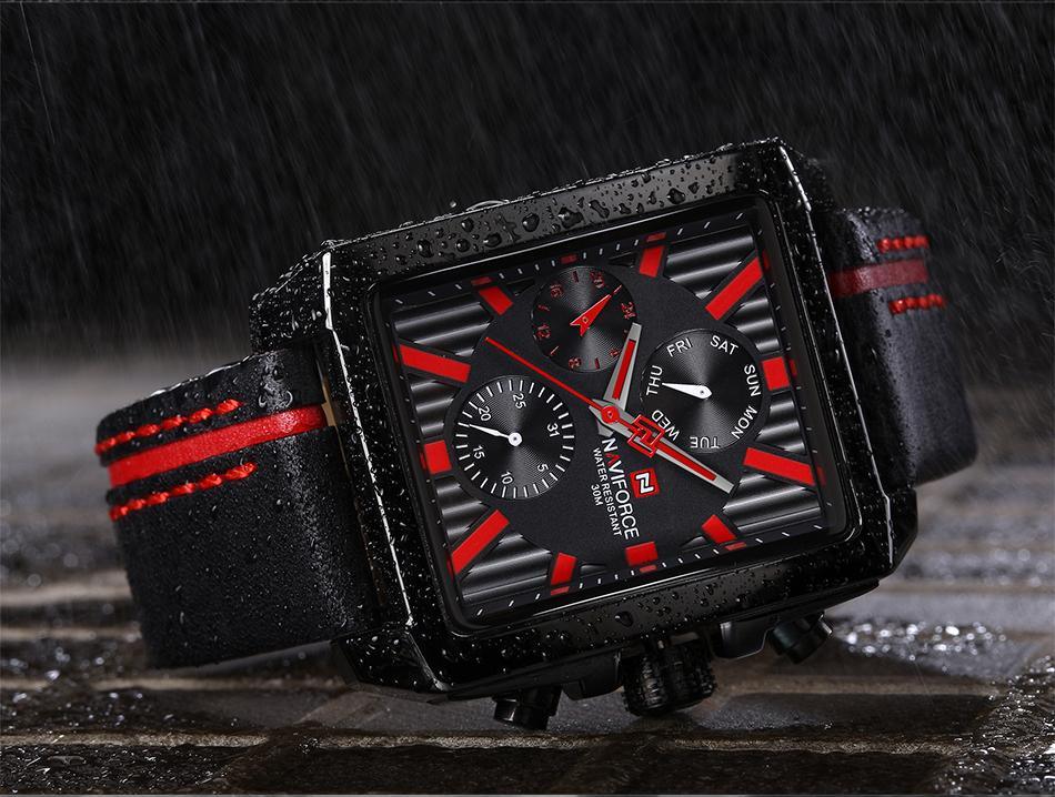 Men's Waterproof Watch With Leather Belt And Chronometers Retro Style Unique Shape Excellent Gift