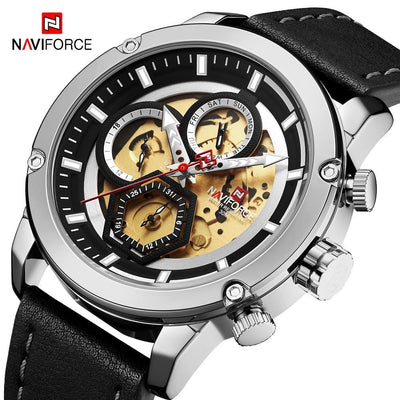 Sport Watches For Men Waterproof Watch Analog Quartz Leather Band Wristwatch Unique Design Perfect Gift