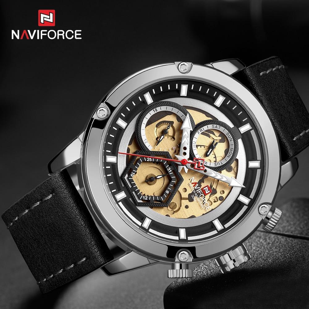 Sport Watches For Men Waterproof Watch Analog Quartz Leather Band Wristwatch Unique Design Perfect Gift