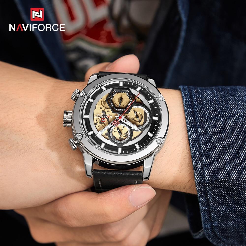 Sport Watches For Men Waterproof Watch Analog Quartz Leather Band Wristwatch Unique Design Perfect Gift