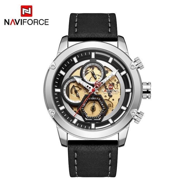 Sport Watches For Men Waterproof Watch Analog Quartz Leather Band Wristwatch Unique Design Perfect Gift
