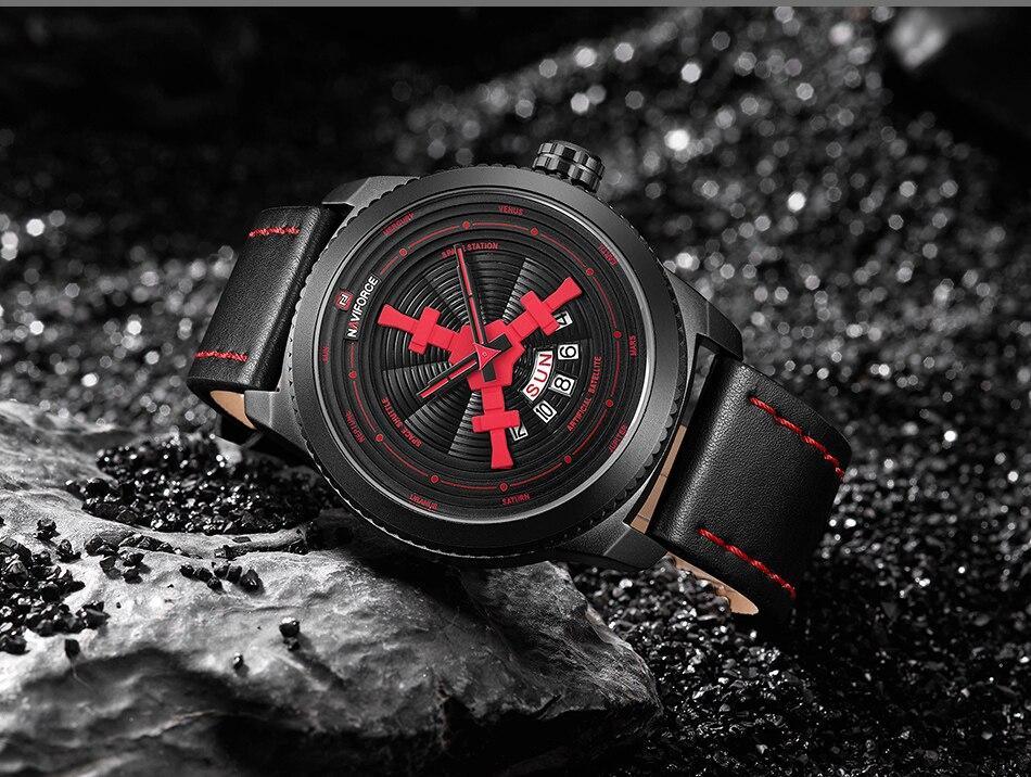 Sport Watches For Man Waterproof Watch Analog Quartz Leather Band Date Calendar Wristwatch Unique Design Perfect Gift