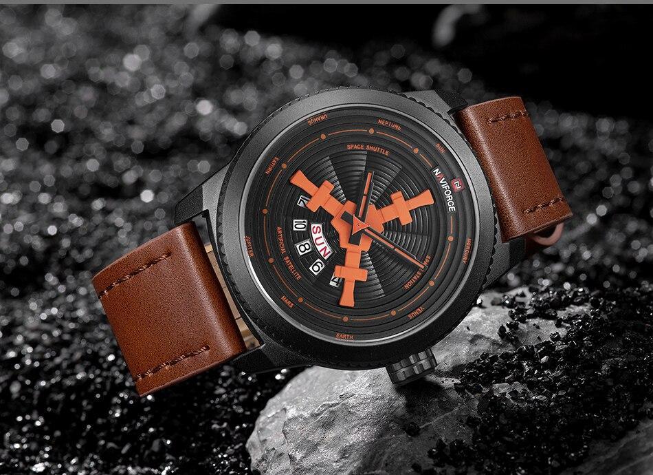 Sport Watches For Man Waterproof Watch Analog Quartz Leather Band Date Calendar Wristwatch Unique Design Perfect Gift