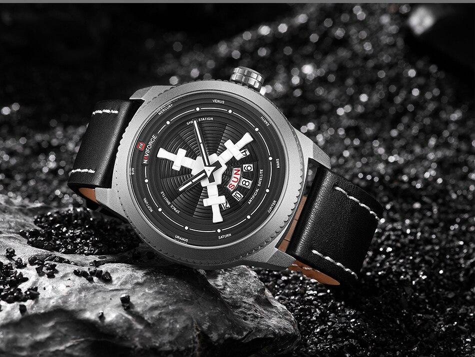 Sport Watches For Man Waterproof Watch Analog Quartz Leather Band Date Calendar Wristwatch Unique Design Perfect Gift