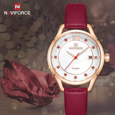 Women's Elegant Watch With Leather Belt And Metal Case Waterproof Wristwatch Excellent Design Perfect Gift